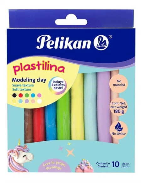 PLASTILINA PELIKAN JUMBO X 10 COL PASTEL