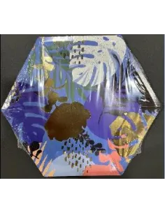 PLATOS HEXAGONALES ESTAMPADO AZUL GRANDE X10UND 58J2T-11