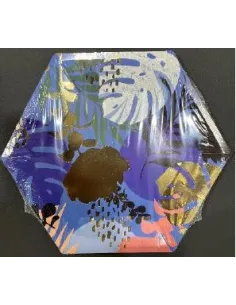 PLATOS HEXAGONALES ESTAMPADO AZUL PEQUEÑO 58J2T-10
