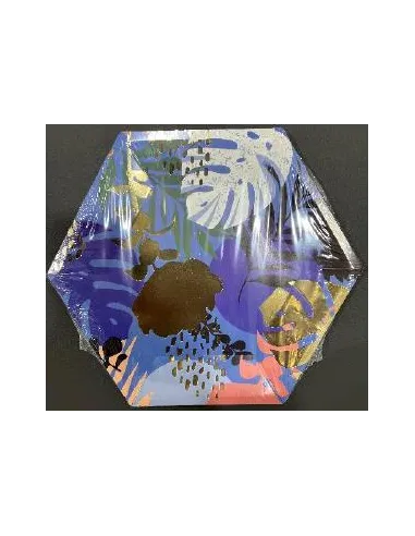 PLATOS HEXAGONALES ESTAMPADO AZUL PEQUEÑO 58J2T-10
