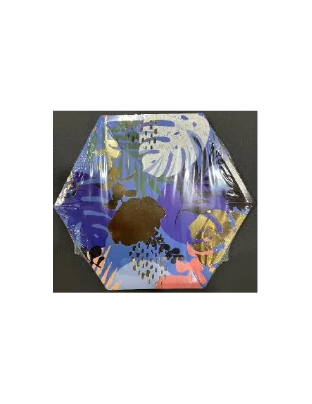 PLATOS HEXAGONALES ESTAMPADO AZUL PEQUEÑO 58J2T-10