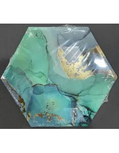 PLATOS SWH HEXAGONALES ESTAMPADO VERDE PEQ. 58J2T-13
