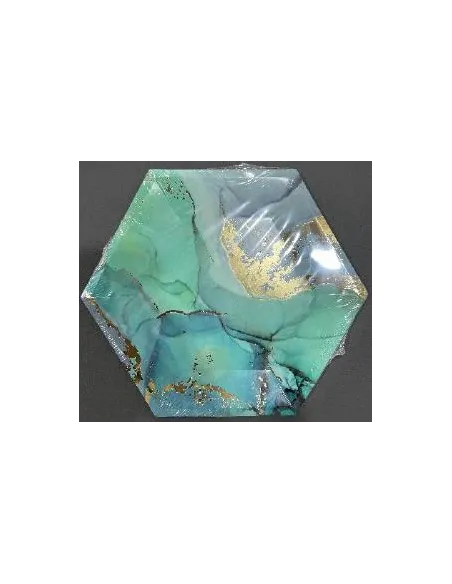 PLATOS SWH HEXAGONALES ESTAMPADO VERDE PEQ. 58J2T-13