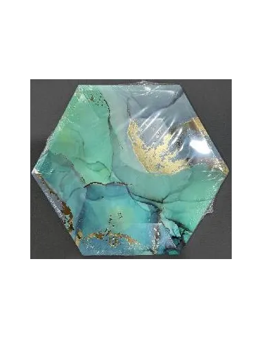 PLATOS SWH HEXAGONALES ESTAMPADO VERDE GDE. X10UND 58J2T-14