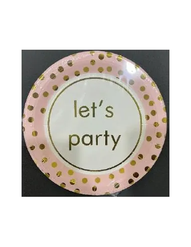 PLATOS SWH REDONDOS ESTAMPADO LETS PARTY ROSA PEQ. 10UND 58J2T-16