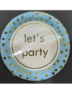 PLATOS SWH REDONDOS LETS PARTY ESTAMPADO CELESTE PEQ. 10UND 58J2T-19