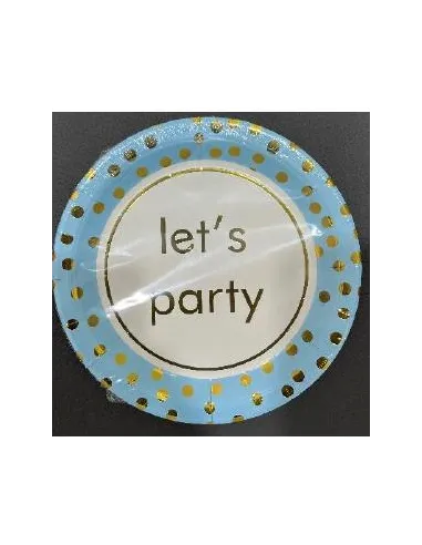 PLATOS SWH REDONDOS LETS PARTY ESTAMPADO CELESTE PEQ. 10UND 58J2T-19