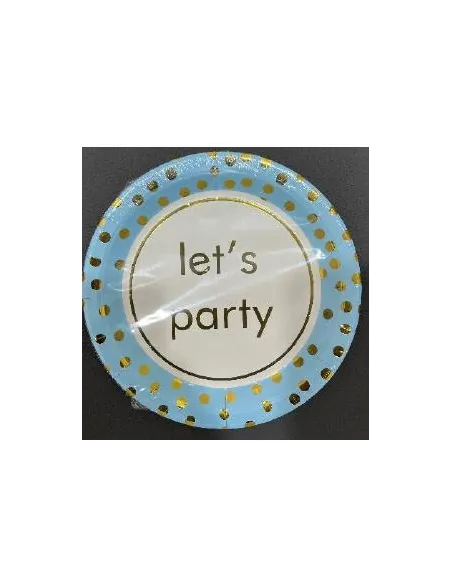 PLATOS SWH REDONDOS LETS PARTY ESTAMPADO CELESTE PEQ. 10UND 58J2T-19