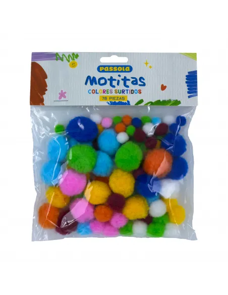 POMPOM MOTITA PASSOLA FELPA 78 PZAS V/TAMAÑOS COL/SURT
