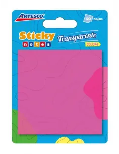 POST-IT ARTESCO 3X3 TRANSPARENTE FUCSIA 654 50H