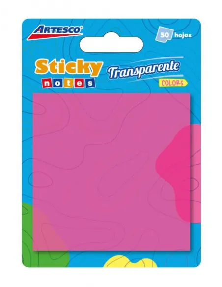 POST-IT ARTESCO 3X3 TRANSPARENTE FUCSIA 654 50H