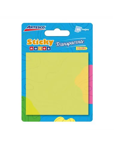 POST-IT ARTESCO 3X3 TRANSPARENTE AMARILLO 654 50H