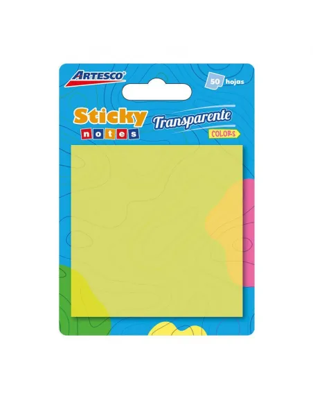 POST-IT ARTESCO 3X3 TRANSPARENTE AMARILLO 654 50H