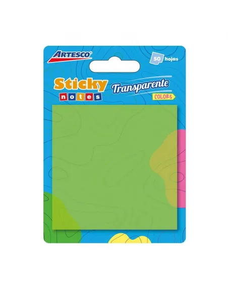 POST-IT ARTESCO 3X3 TRANSPARENTE VERDE 654 50H