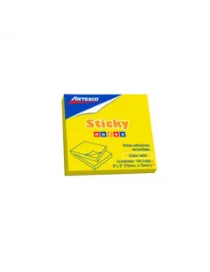 POST-IT ARTESCO 3X3 AMARILLO NEON 654 PAD 100H