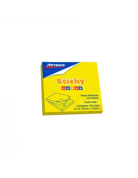 POST-IT ARTESCO 3X3 AMARILLO NEON 654 PAD 100H