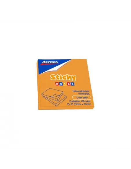POST-IT ARTESCO 3X3 NARANJA NEON 654 PAD 100H