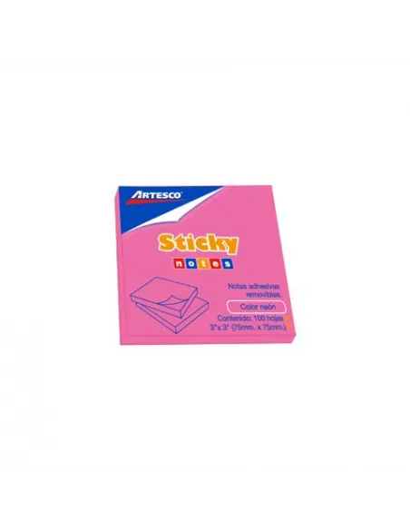 POST-IT ARTESCO 3X3 ROSADO NEON 654 PAD 100H