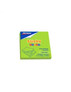 POST-IT ARTESCO 3X3 VERDE NEON 654 PAD 100H