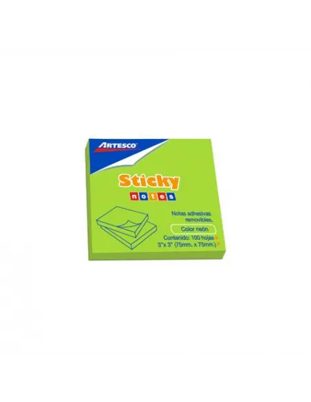 POST-IT ARTESCO 3X3 VERDE NEON 654 PAD 100H