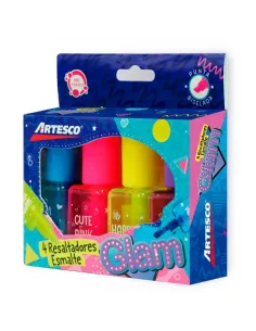 RESALTADOR ARTESCO GLAM TIPO ESMALTE X 4UNDS