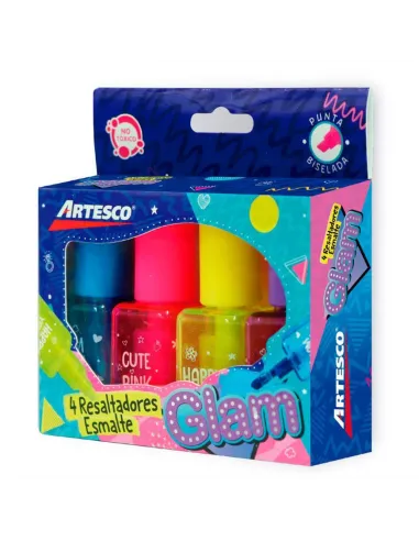 RESALTADOR ARTESCO GLAM TIPO ESMALTE X 4UNDS