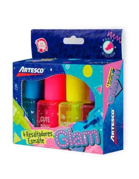 RESALTADOR ARTESCO GLAM TIPO ESMALTE X 4UNDS