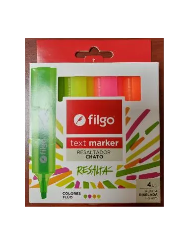 RESALTADOR FILGO PUNTA BISC. C/FLUO CAJA X 4UND R. TXM-E4-FLU