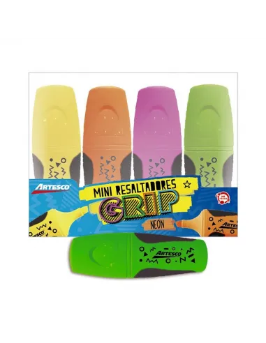 RESALTADOR ARTESCO MINI GRIP NEON X4