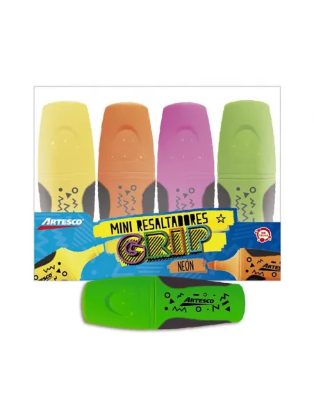 RESALTADOR ARTESCO MINI GRIP NEON X4