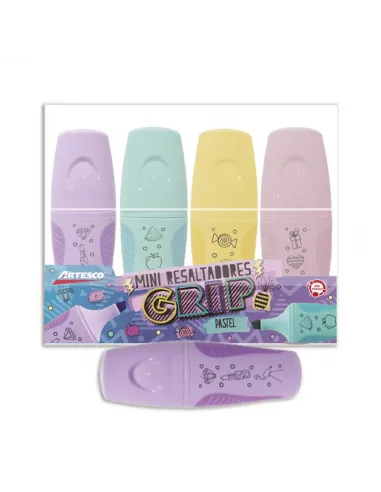 RESALTADOR ARTESCO MINI GRIP PASTEL X4
