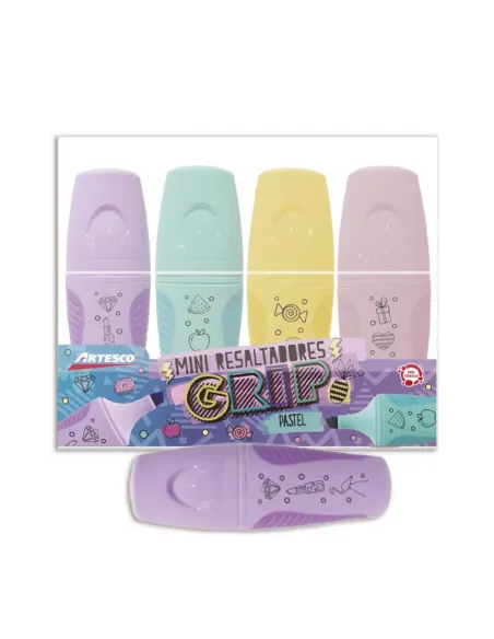 RESALTADOR ARTESCO MINI GRIP PASTEL X4