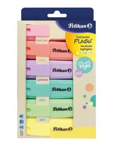 RESALTADOR PELIKAN FLASH PASTEL SET X 5 COL 1 041-900-462
