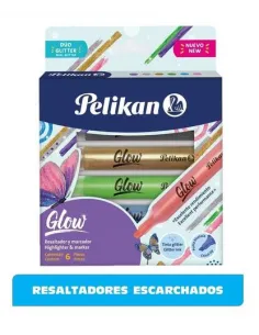 RESALTADOR PELIKAN ESCARCHADO GLOW X 6 COL