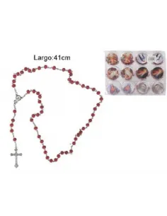 ROSARIO RELIGIOSO ROJO 47 CM C/ESTUCHE REF. ES5114