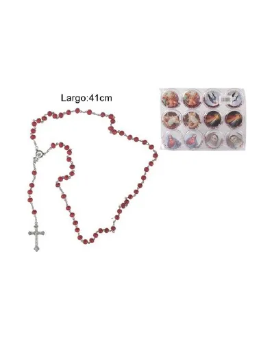 ROSARIO RELIGIOSO ROJO 47 CM C/ESTUCHE REF. ES5114