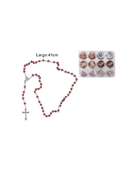 ROSARIO RELIGIOSO ROJO 47 CM C/ESTUCHE REF. ES5114