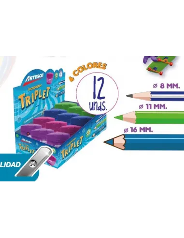 SACAPUNTAS ARTESCO TRIPLET C/DEPOSITO V/COLORES AR16043023