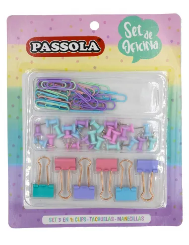 SET PASSOLA P/ESCRITORIO COL. PASTEL E/BLISTER