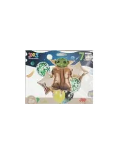 SET DE GLOBOS ALUM. BABY YODA X7 PZAS