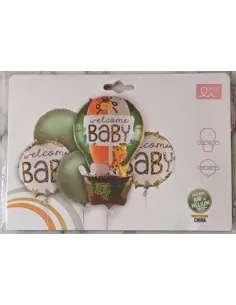 SET DE GLOBOS SWH WELCOME BABY SAFARI 5PZS 65J5T-6