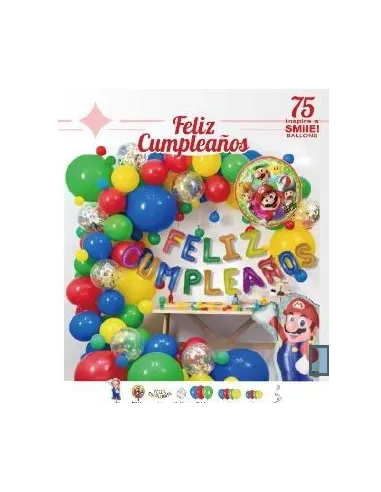 SET DE GLOBOS SWH MARIO BROSS 75 PZS 73J3A-56
