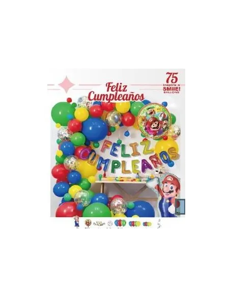 SET DE GLOBOS SWH MARIO BROSS 75 PZS 73J3A-56