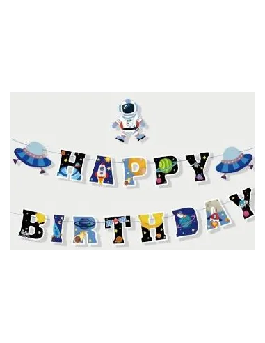 SET DE GLOBOS SWH BANDERIN HAPPY BIRTHDAY ASTRONAUTA 73JZA-7