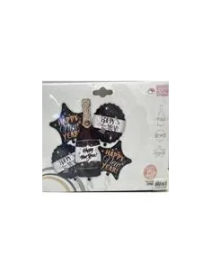 SET DE GLOBOS SWH ALUM. HAPPY NEW YEAR NEGRO/DORADO 5PZS 65J5A-21