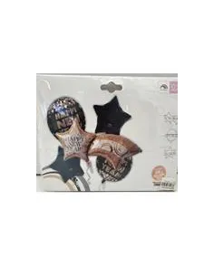 SET DE GLOBOS SWH ALUM. HAPPY NEW YEAR NEGRO/DORADO 5PZS 65J5A-20