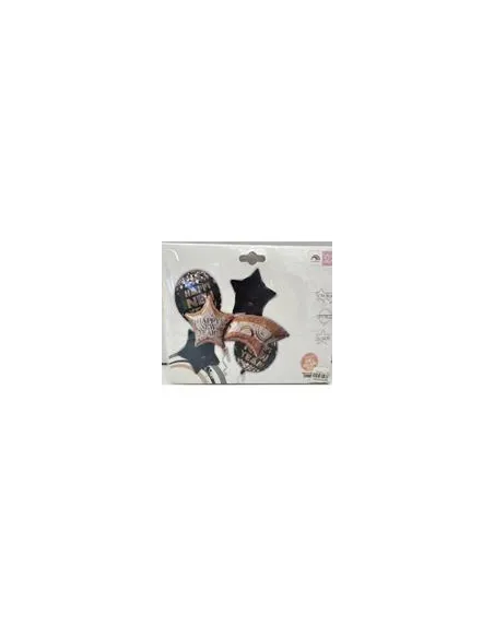 SET DE GLOBOS SWH ALUM. HAPPY NEW YEAR NEGRO/DORADO 5PZS 65J5A-20