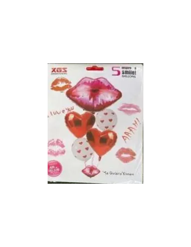 SET GLOBOS METALIZADO BESO 5PZS