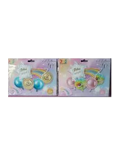 SET DE GLOBOS MET. ESTRELLA FUGAZ V/DISEÑOS X 5PZA