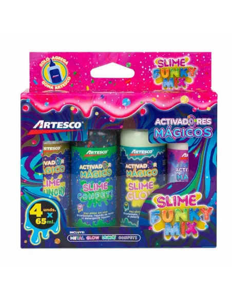 SET ARTESCO FUNKY MIX ACTIVADOR SLIME 65ML X4UND